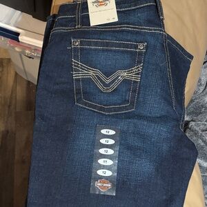 Womens Harley Davidson size 12 W mid rise boot cut  Blue Jeans